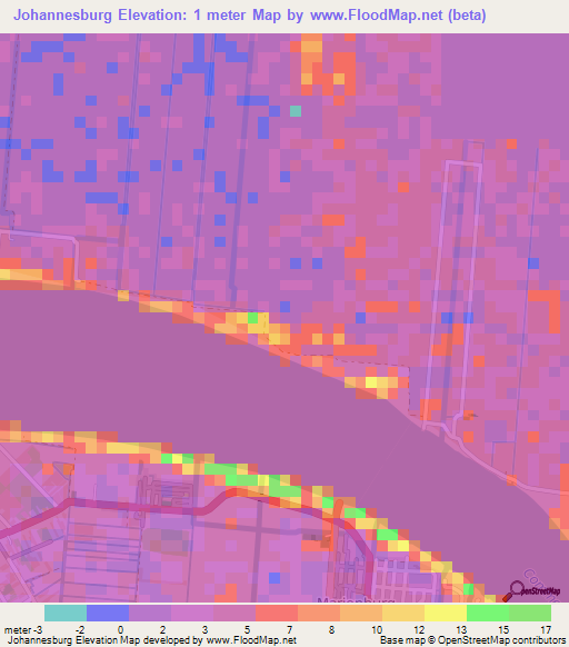 Elevation of Johannesburg,Suriname Elevation Map, Topography, Contour