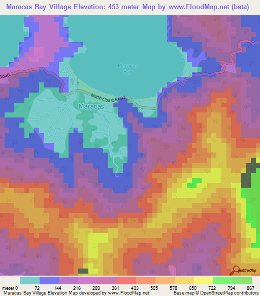 Elevation of Maracas Bay Village,Trinidad and Tobago Elevation Map, Topography, Contour
