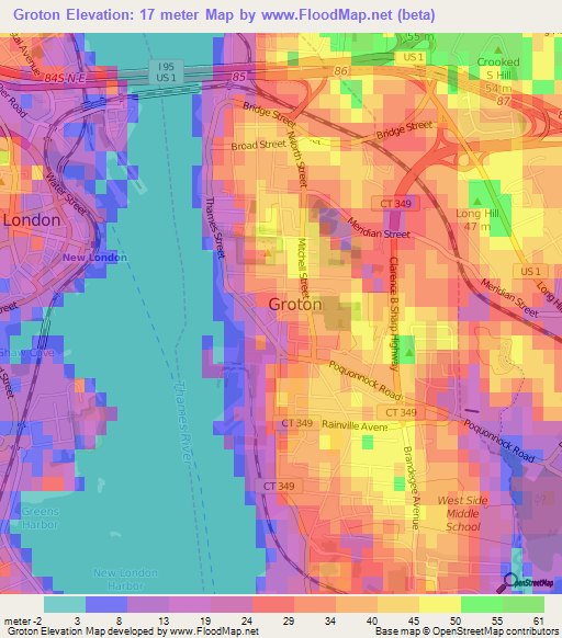 Elevation of Groton,US Elevation Map, Topography, Contour