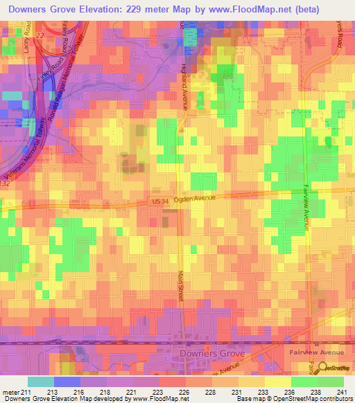 Elevation of Downers Grove,US Elevation Map, Topography, Contour