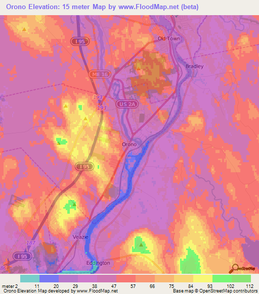 Elevation of Orono,US Elevation Map, Topography, Contour