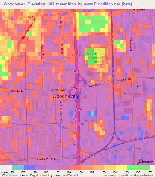 Elevation of Woodhaven,US Elevation Map, Topography, Contour