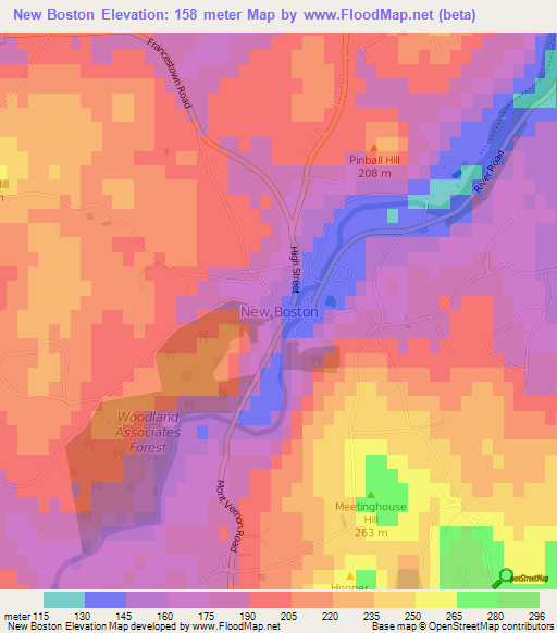 Elevation of New Boston,US Elevation Map, Topography, Contour