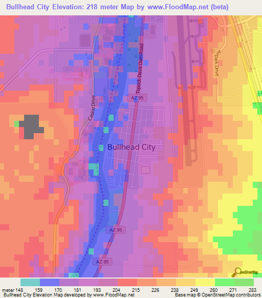 Elevation of Bullhead City,US Elevation Map, Topography, Contour