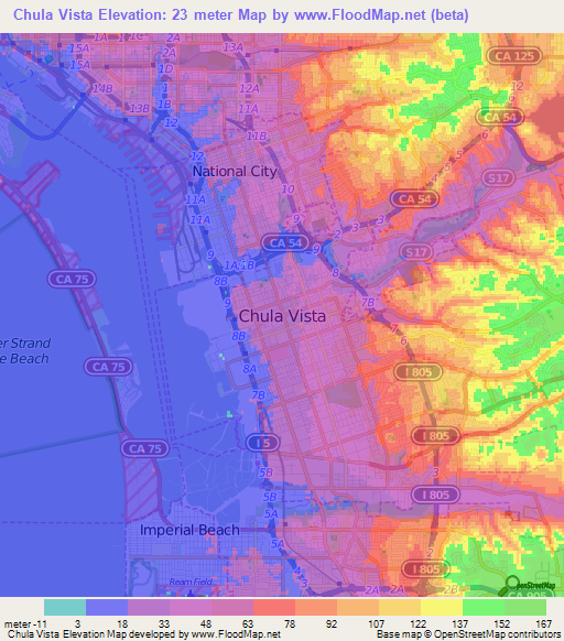 Elevation of Chula Vista,US Elevation Map, Topography, Contour