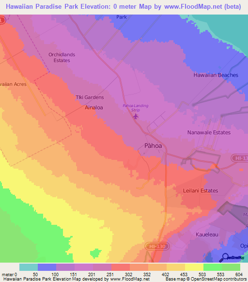 Elevation of Hawaiian Paradise Park,US Elevation Map, Topography, Contour