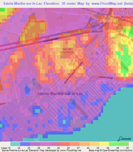 Elevation of SainteMarthesurleLac,Canada Elevation Map, Topography