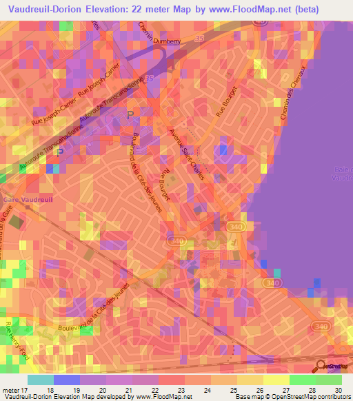 Elevation of VaudreuilDorion,Canada Elevation Map, Topography, Contour