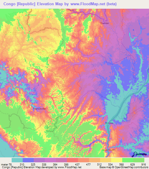 Congo (Brazzaville) Elevation Map