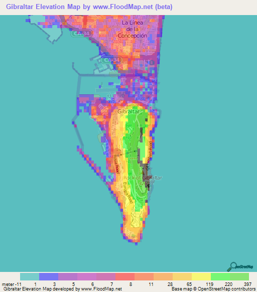Gibraltar Elevation Map