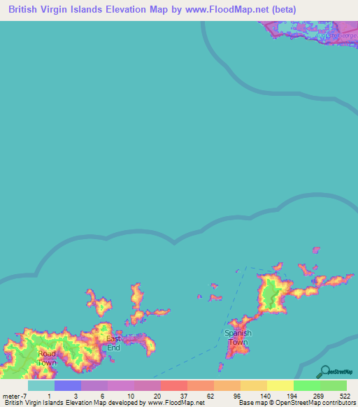 British Virgin Islands Elevation Map