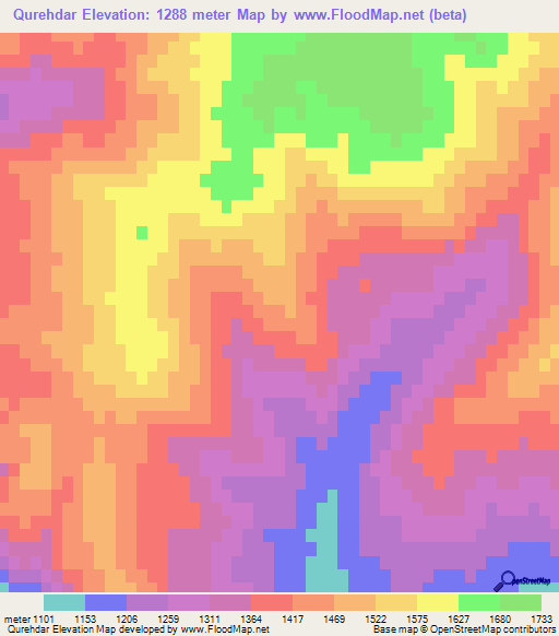 Qurehdar,Iran Elevation Map