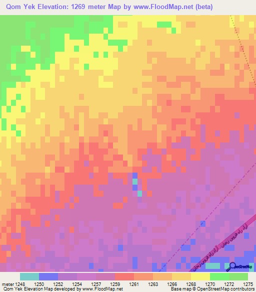 Qom Yek,Iran Elevation Map