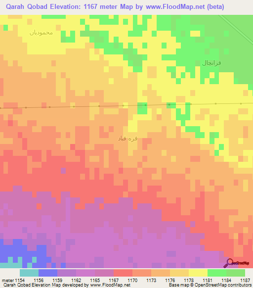 Qarah Qobad,Iran Elevation Map
