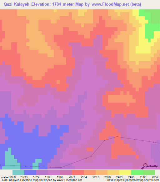 Qazi Kalayeh,Iran Elevation Map