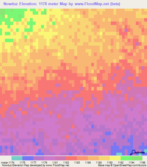 Nowduz,Iran Elevation Map