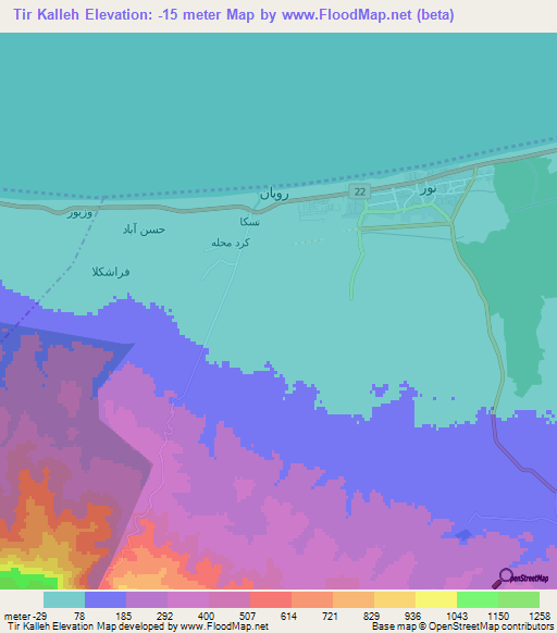 Tir Kalleh,Iran Elevation Map