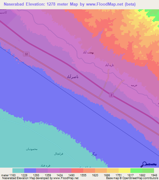 Naserabad,Iran Elevation Map