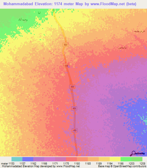 Mohammadabad,Iran Elevation Map