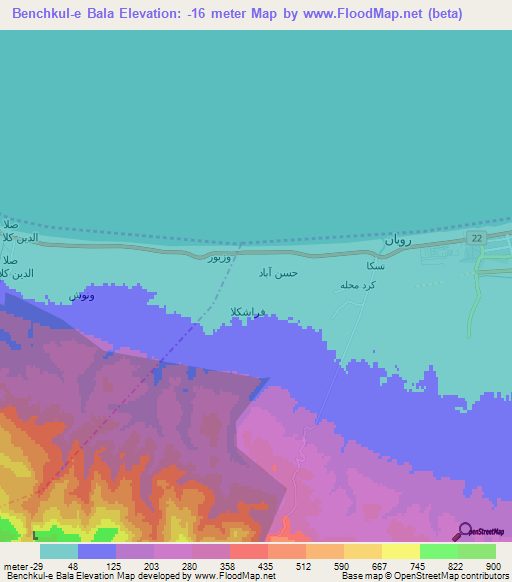 Benchkul-e Bala,Iran Elevation Map