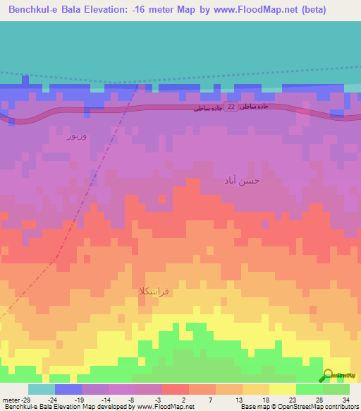 Benchkul-e Bala,Iran Elevation Map