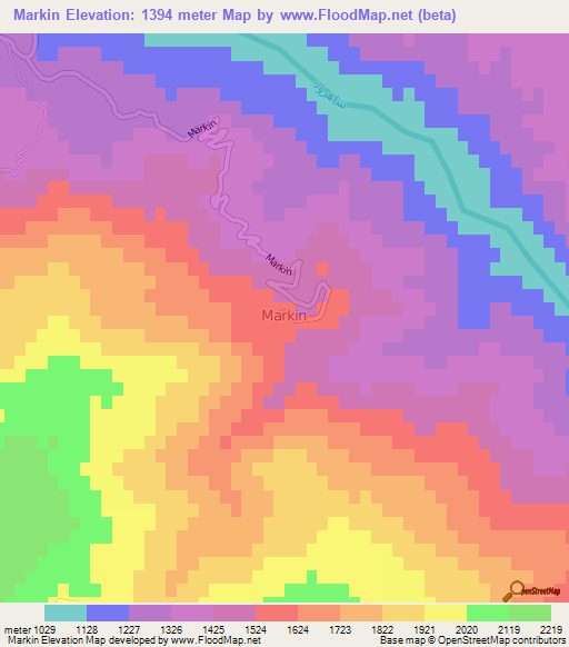 Markin,Iran Elevation Map