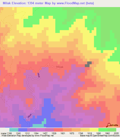 Milak,Iran Elevation Map