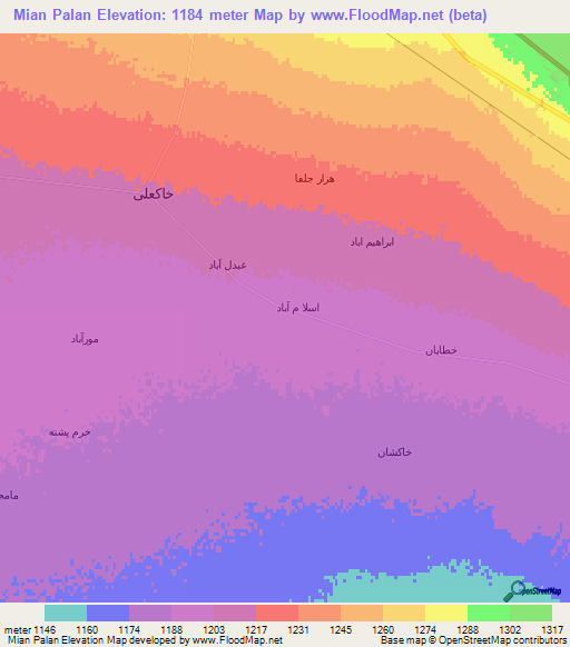 Mian Palan,Iran Elevation Map
