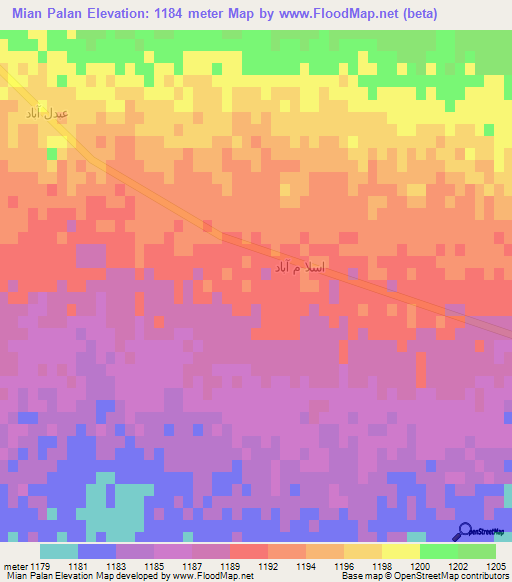 Mian Palan,Iran Elevation Map