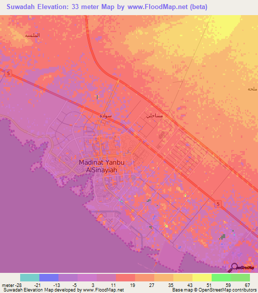 Suwadah,Saudi Arabia Elevation Map
