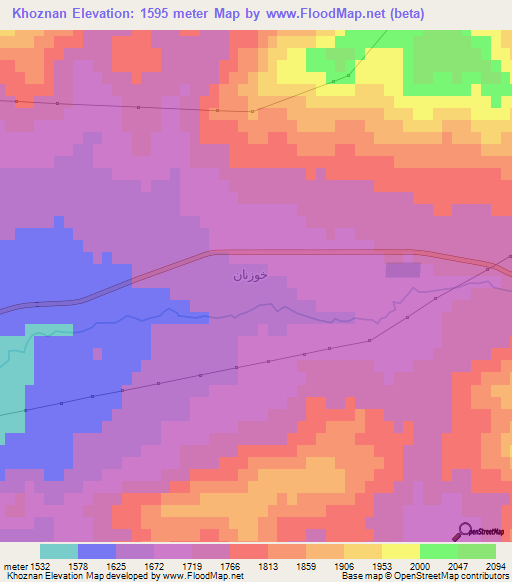 Khoznan,Iran Elevation Map