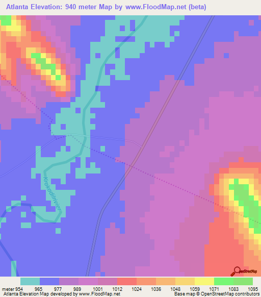 Atlanta,South Africa Elevation Map