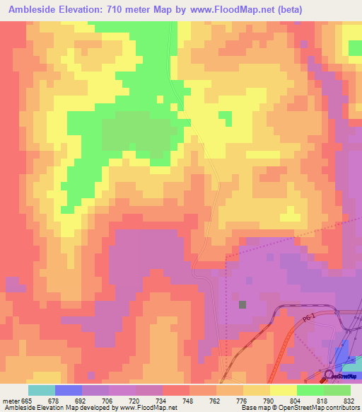 Ambleside,South Africa Elevation Map