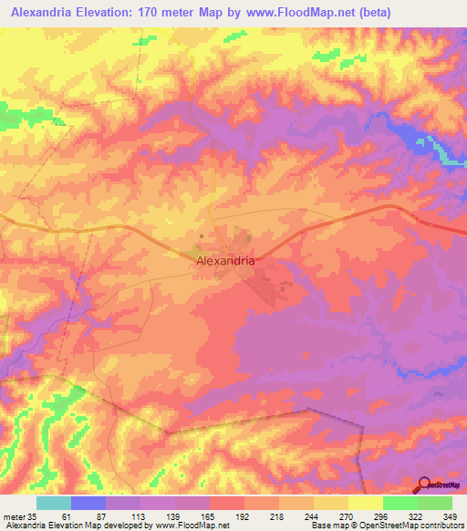 Alexandria,South Africa Elevation Map