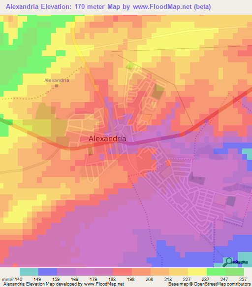 Alexandria,South Africa Elevation Map