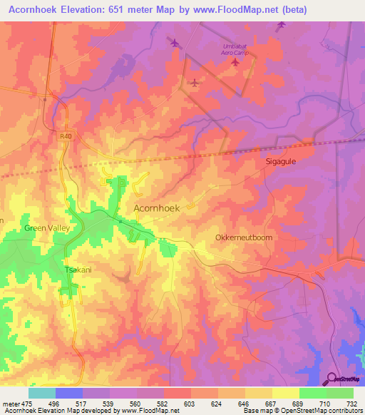 Acornhoek,South Africa Elevation Map