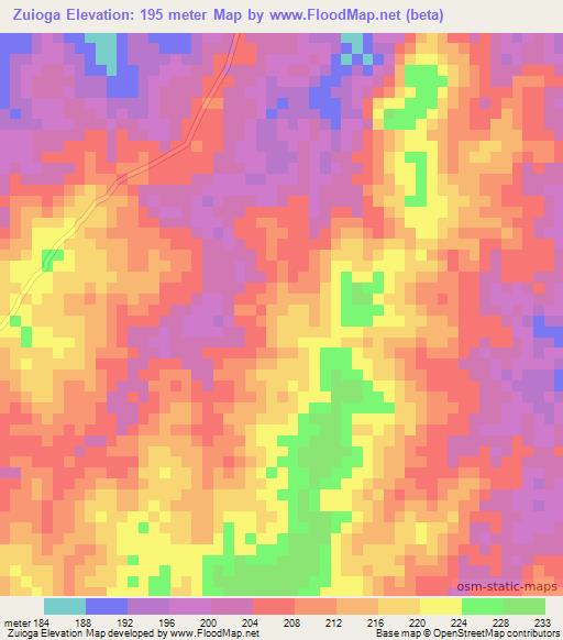Zuioga,Mozambique Elevation Map