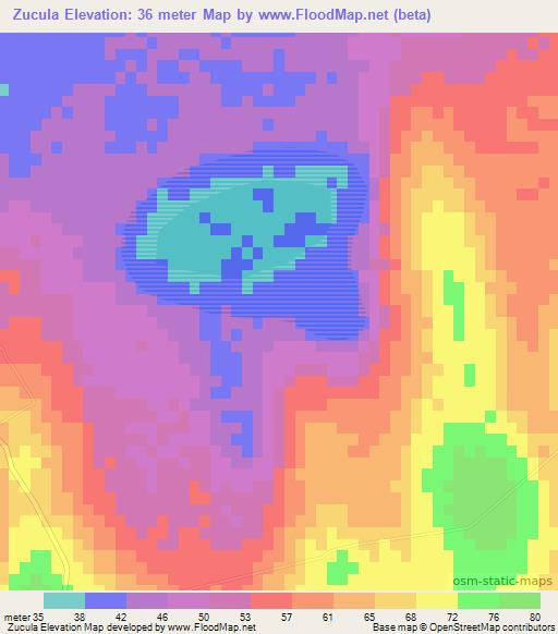 Zucula,Mozambique Elevation Map