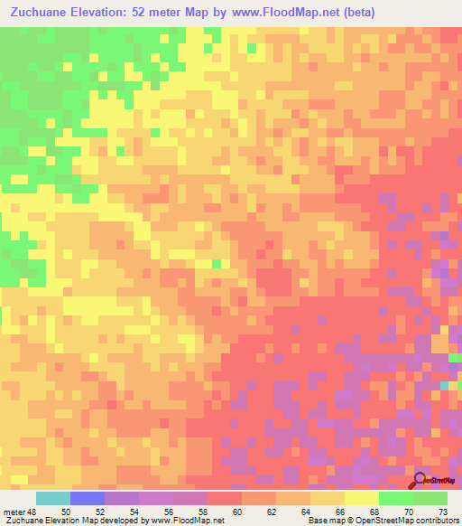 Zuchuane,Mozambique Elevation Map