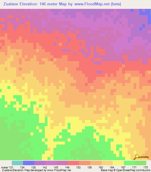 Zualane,Mozambique Elevation Map