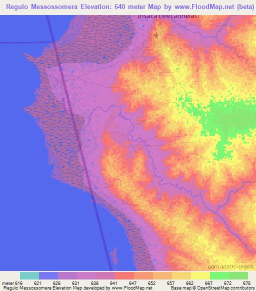 Regulo Messossomera,Mozambique Elevation Map