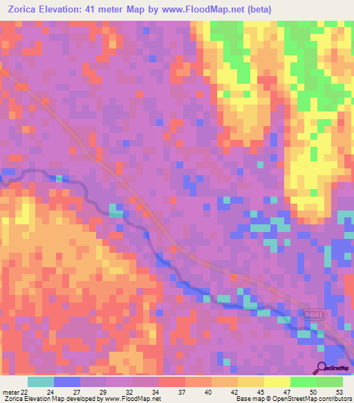 Zorica,Mozambique Elevation Map