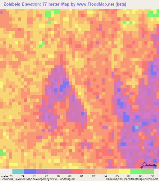Zolabela,Mozambique Elevation Map