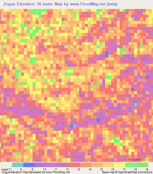 Zogue,Mozambique Elevation Map