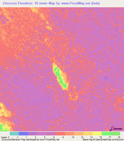 Zinocuva,Mozambique Elevation Map