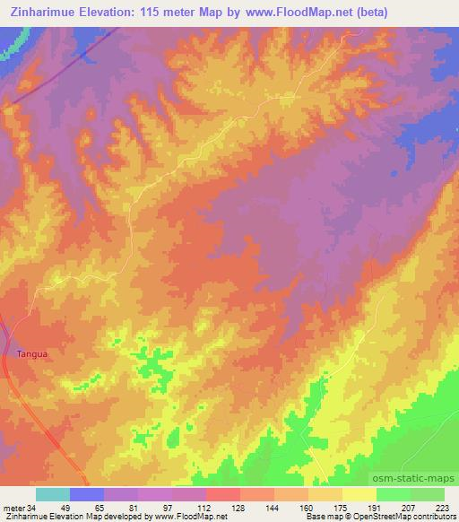 Zinharimue,Mozambique Elevation Map
