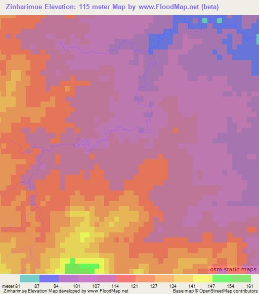 Zinharimue,Mozambique Elevation Map