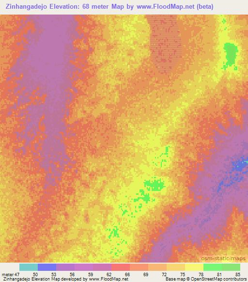 Zinhangadejo,Mozambique Elevation Map
