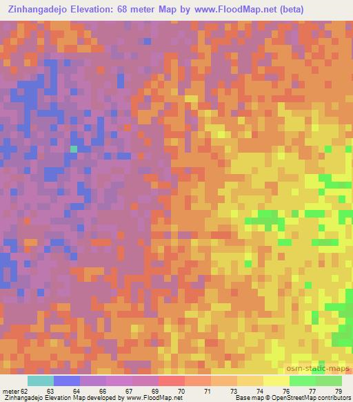 Zinhangadejo,Mozambique Elevation Map