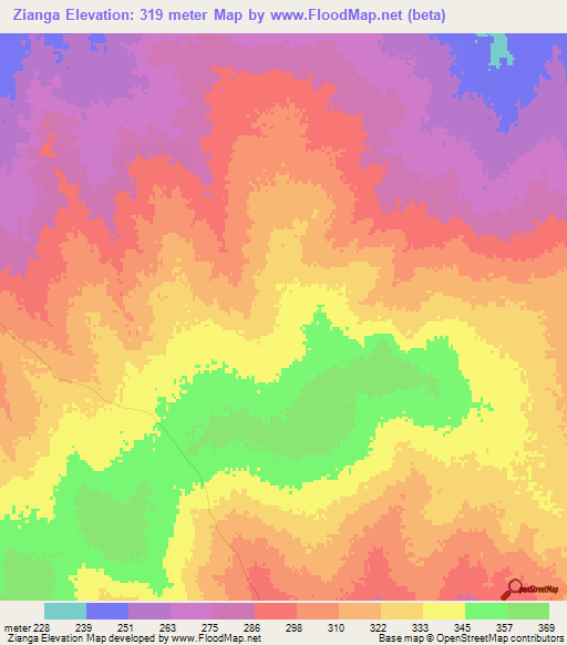 Zianga,Mozambique Elevation Map